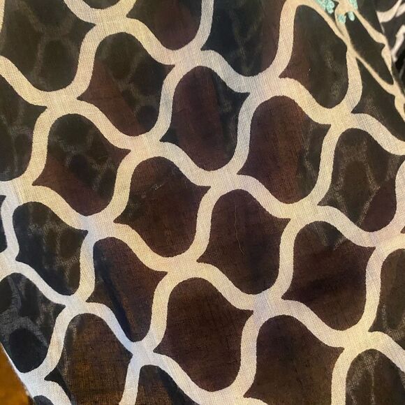 Sulu Sz 6 Black Turquoise Ornate Intricate Embroidered Statement Sleeve Tunic - Picture 5 of 9